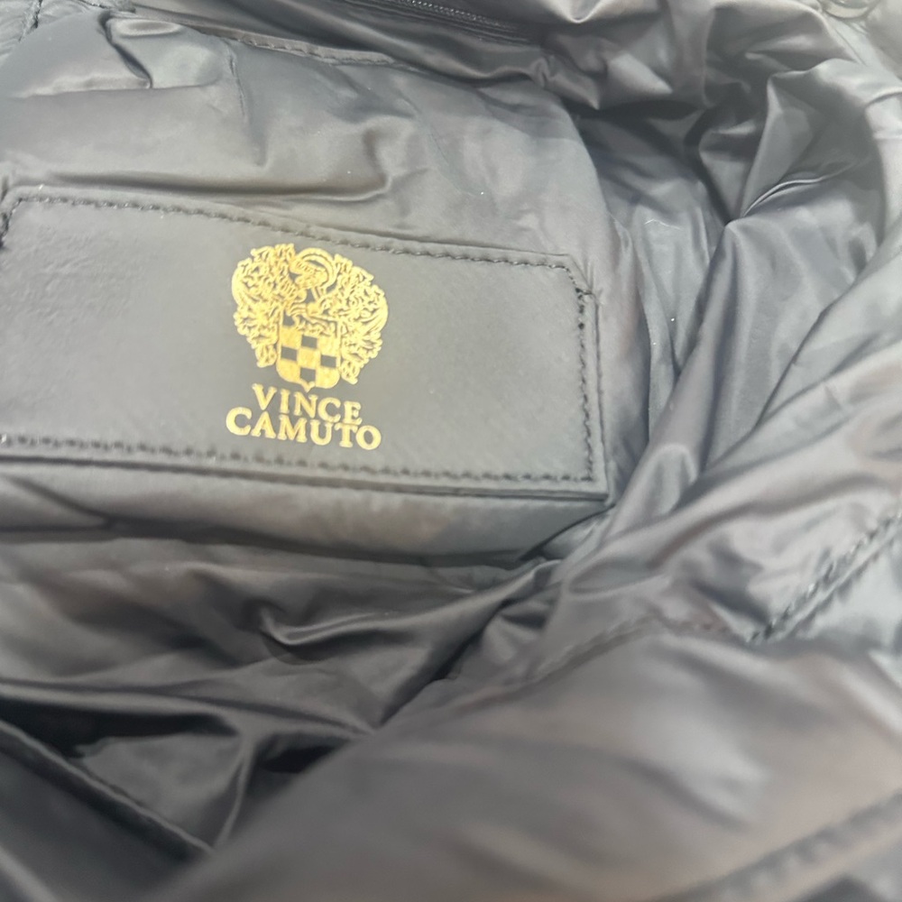 Vince Camuto Black Quilted Tote Bag Puffer purse EUC